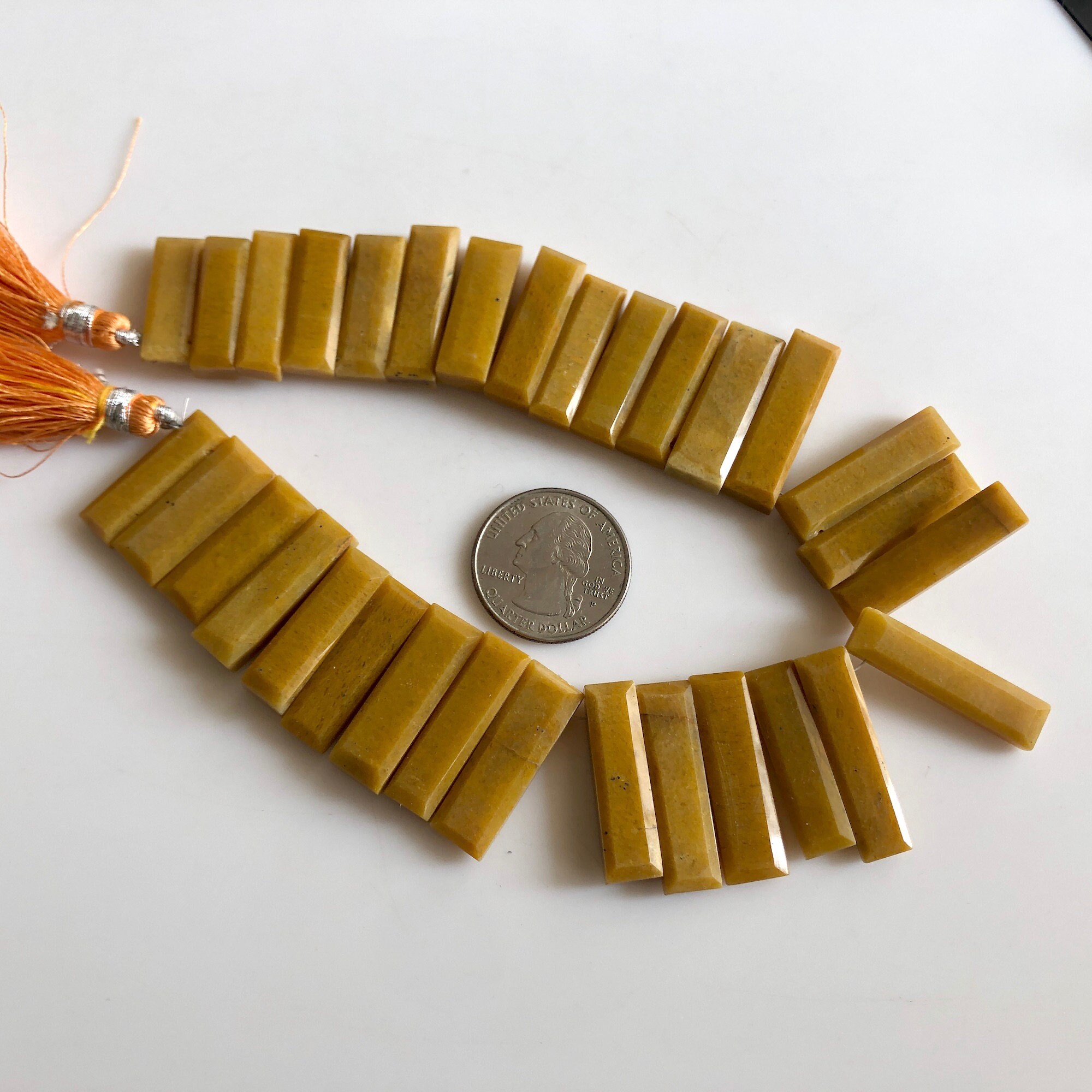 30mm to 20mm Natural Yellow Jasper Baguette Rectangle Shaped