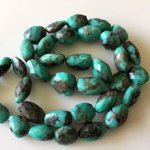 Natural Blue Green Turquoise Faceted Tumbles, 10mm To 13mm/12-18mm Sleeping Beauty Arizona Turquoise Beads, 16 Inch Strand, GDS785