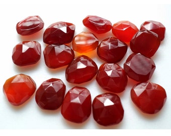 10 Piezas 12-15mm Rojo Calcedonia Rojo Ónix Rosa Facetada Corte Plano Espalda Cabochones Sueltos RS6