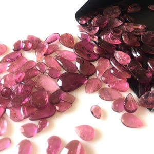 10 Pieces 5mm To 12mm Natural Pink Tourmaline Flat Back Faceted Rose Cut Loose, Tourmaline Gemstone Cabochons, GDS1071 image 3