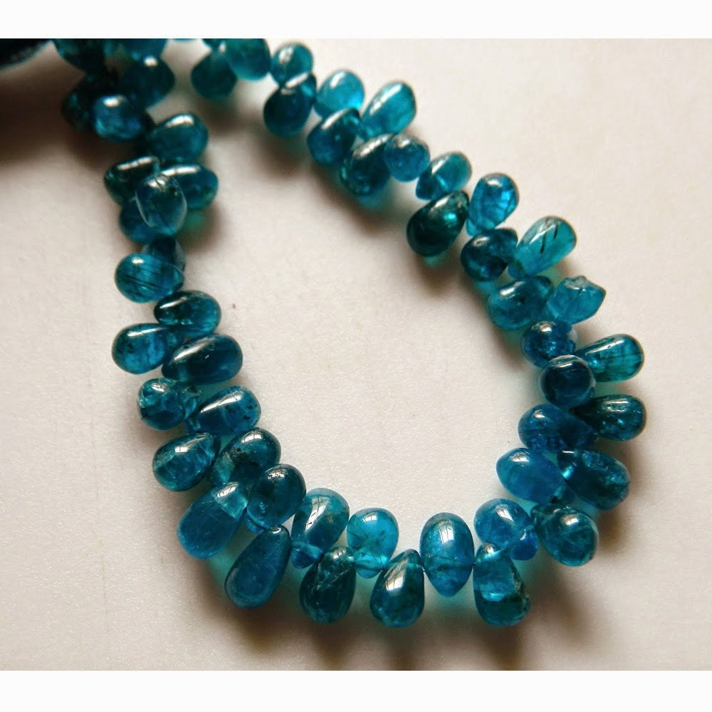 Blue Apatite Beads Neon Blue Apatite Aaa Gems Plain Tear | Etsy