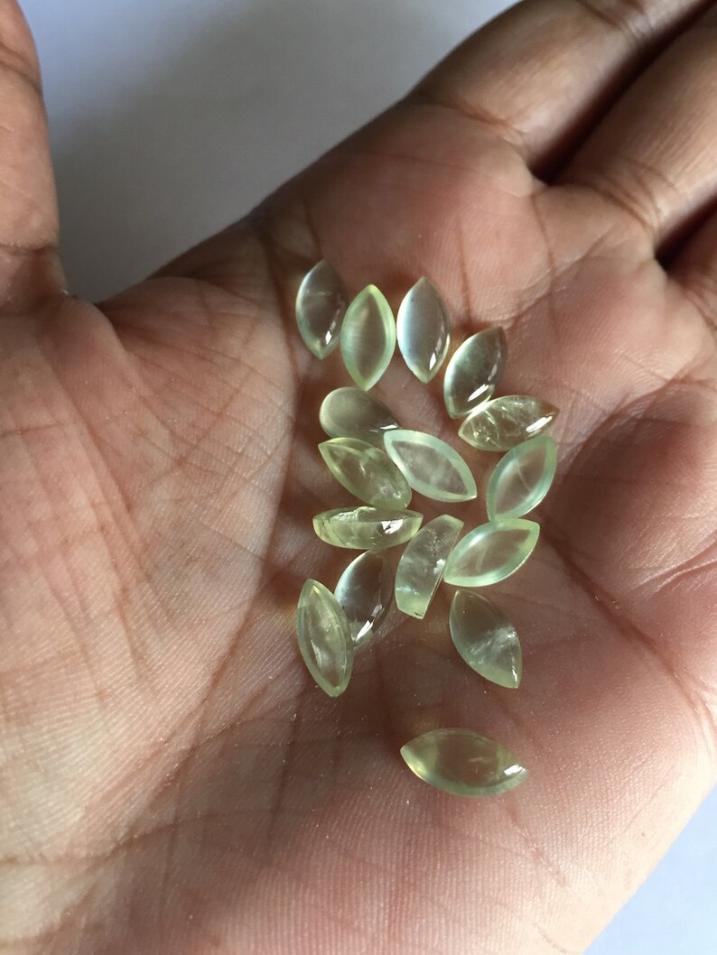 Marquise Shaped Prehnite Gemstone SKU-PR1 50 Pieces Prehnite Cabochon Lot Calibrated Cabochon 5x10mm