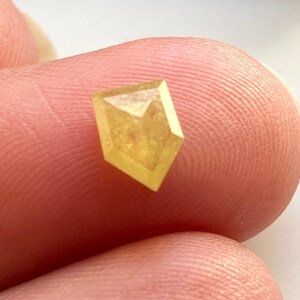 OOAK 0.52CTW/6mm Clear Yellow Shield Shaped Faceted Rose Cut Loose Diamond, Natural Flat Back Diamond Cabochon For Ring, DDS689/6