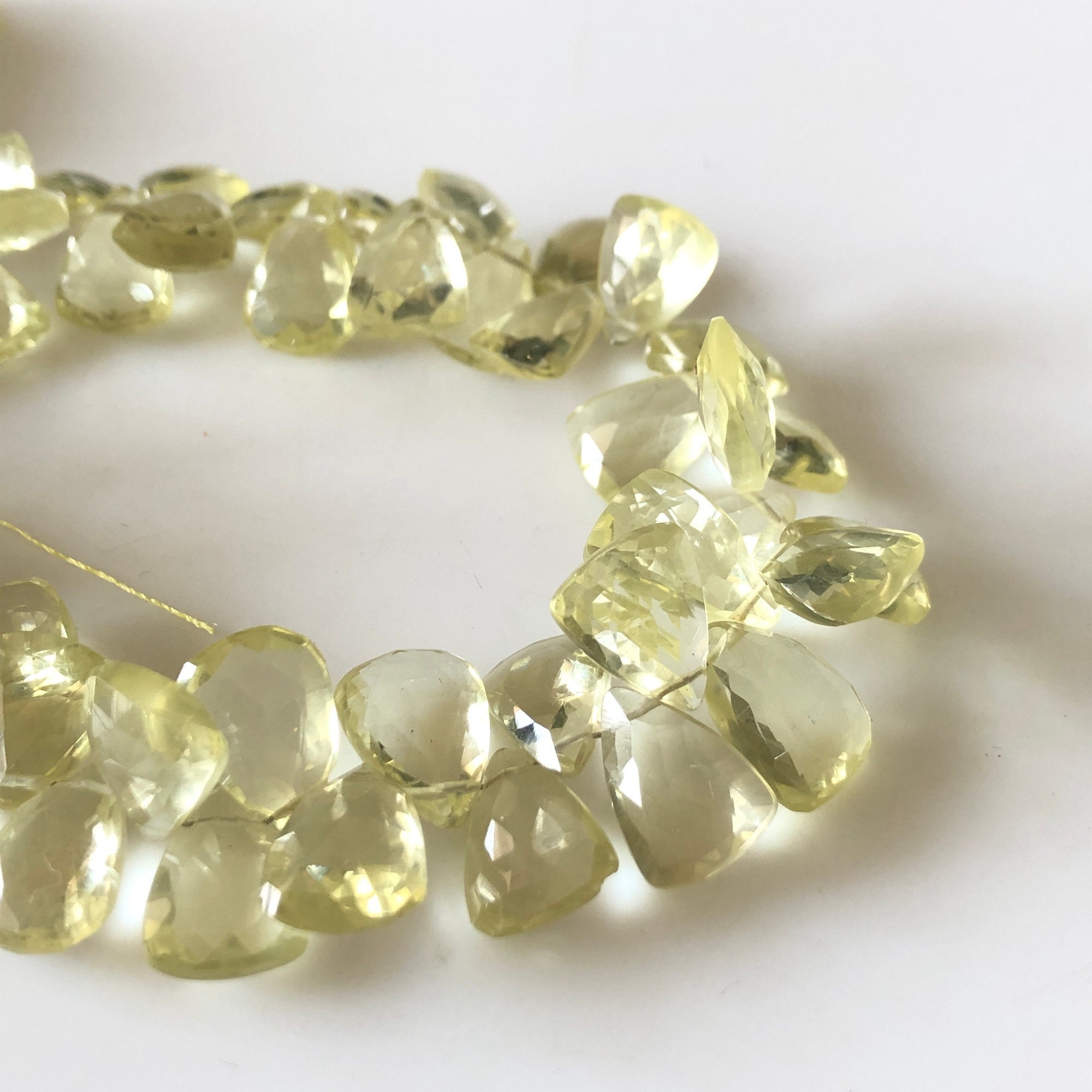 10 mm ～ 13 mm ファセット天然レモンクォーツ サイドドリル