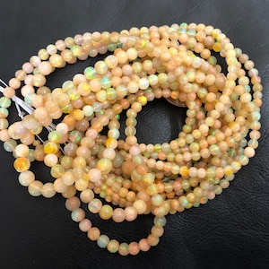 3.5mm To 6mm Natural Ethiopian Welo Opal Smooth Round Beads Ethiopian Opal Fire Opal Round Beads, 15.5 Inch Strand, GDS1673