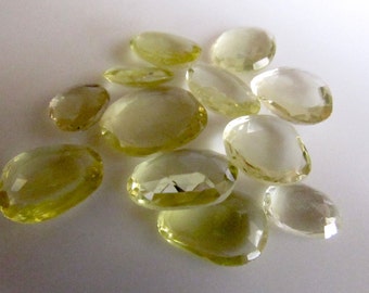5 Pieces 14mm To 16mm Each Lemon Quartz Rose Cut Yellow Color Faceted Flat Loose Cabochons RS34