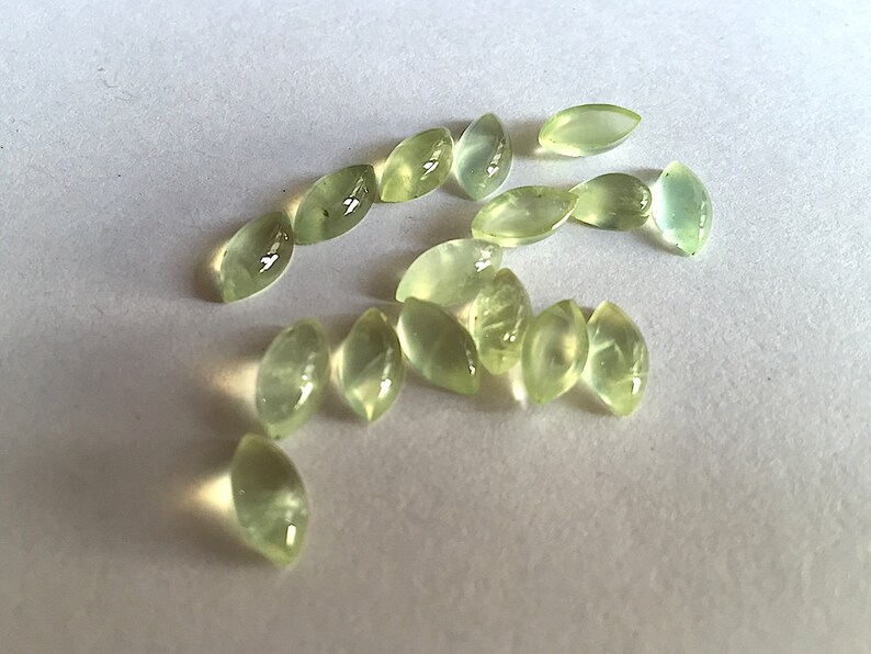 Marquise Shaped Prehnite Gemstone SKU-PR1 50 Pieces Prehnite Cabochon Lot Calibrated Cabochon 5x10mm
