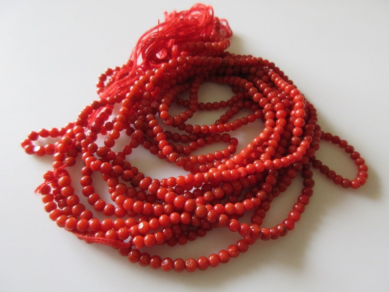 Natural Italian Coral 3mm Beads Original Italian Coral Round Etsy