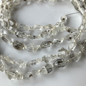 Herkimer Diamond Nuggets Drilled, Natural Raw Herkimer Diamond Beads Loose, 10mm To 12mm Each, 6 Inch/12 Inch Strand, SKU-B126