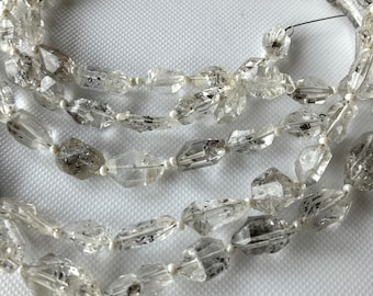 Herkimer Diamond Nuggets Drilled, Natural Raw Herkimer Diamond Beads Loose, 10mm To 12mm Each, 6 Inch/12 Inch Strand, SKU-B126