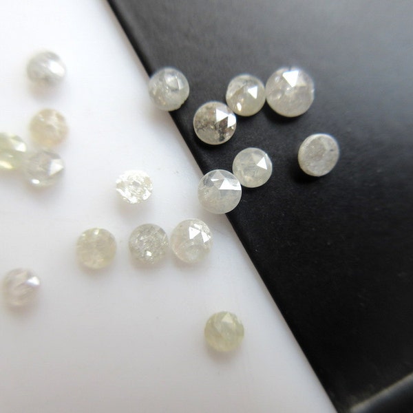 6 Pieces, 3mm Clear White Rose Cut Diamond, Rose Cut Cabochon, White Rose Cut Diamond, Rose Cut Diamond Ring