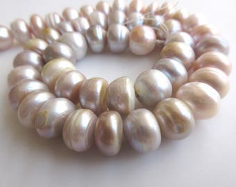 10mm 15 Inches White Grey Peach Fresh Water Pearl Rondelle Beads High Lustre Fancy Shaped Loose Pearls Each SKU-FP47