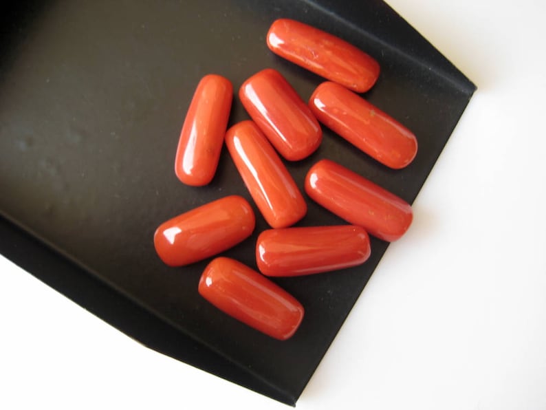 Loose Italian Coral Oval Gemstone Cabochon 14mm To 18mm Approx BB327 2 Pieces Capsule Shaped Natural Coral Smooth Cabochon