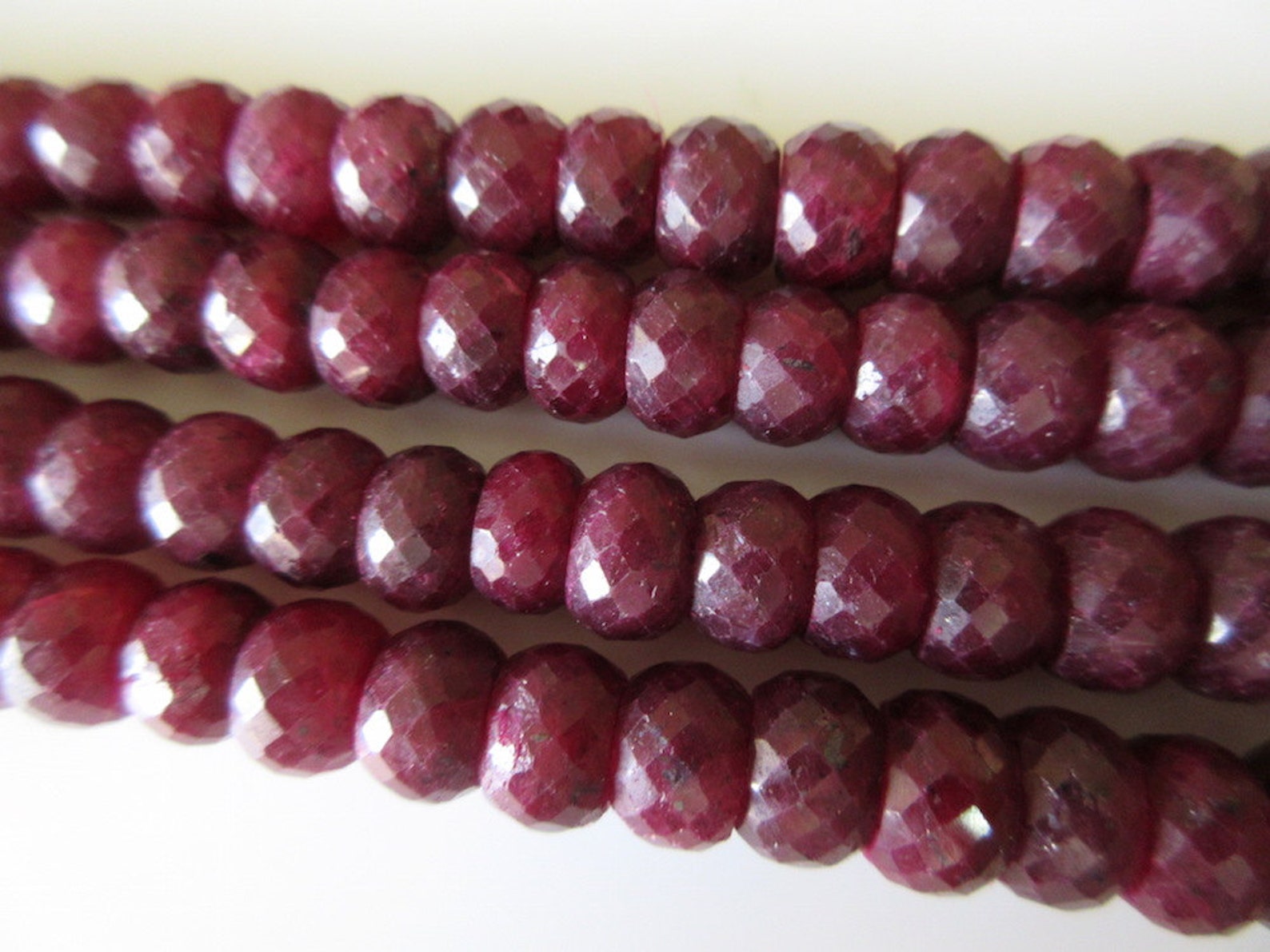 2 Strand Ruby Bead Necklace Natural Ruby Faceted Rondelle Etsy