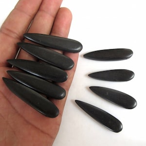5 Pieces Flat Long Drop Hand Carved Natural Ebony Wood Beads, Smooth Drop Wooden Bead Pendant, Wooden Supplies Jewelry, GDS1045/11
