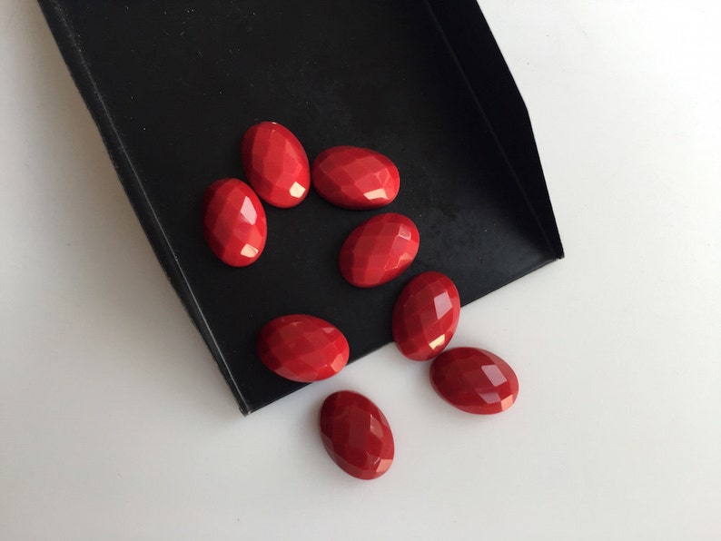 60 Pieces Coral Cabochon Calibrated 10x14mm SKU-CO3 Loose Gemstone Cabochon Faceted Oval Cabochon
