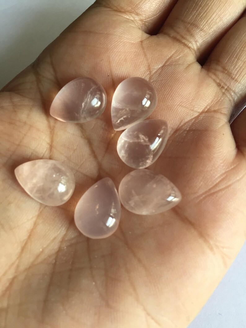 Loose Gemstone Cabochons SKU-Rq7 Rose Quartz Pear Flat Back Cabochon 25 Pieces Rose Quartz Cabochon 13x10mm Each