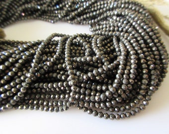 Pyrite Rondelle Beads, Pyrite Gemstone Faceted Pyrite Beads, Coated Natural Pyrite, 2.5mm Pyrite Beads, 13 Inch Strand, GDS1056