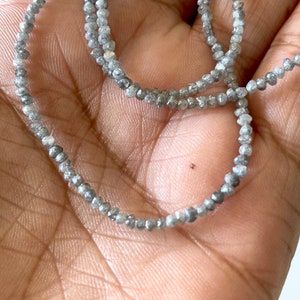 2mm To 2.5mm Grey Raw Uncut Smooth Round Natural Diamond Beads, Conflict Free Gray River Rough Diamond, Sold As 4/8/16 Inch Strand, DDS671/2 image 6