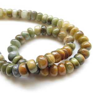 9mm Cats Eye Rondelle Beads, Natural Cat&#39;s Eye Gemstone Beads, Loose Cats Eye Rondelle Beads, Green Yellow Cats Eye, 15 Inch Strand, GDS1333