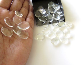 5 Pieces 13mm To 18mm Each Quartz Crystal Faceted Rose Cut Flat Back Loose Cabochons RS30