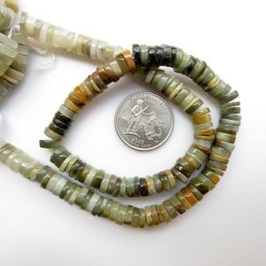 8mm Cats Eye Tyre Beads, Natural Cat&#39;s Eye Gemstone Beads, Loose Cats Eye Round Heishi Beads, Green Yellow Cats Eye, 15 Inch Strand, GDS1332