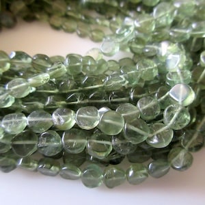 Natural Green Apatite Coin Beads, 5mm Apatite Beads, Wholesale Gemstones, 13.5 Inch Strand, Sold As 1 Strand/5 Strand/10 Strand, SKU-2673
