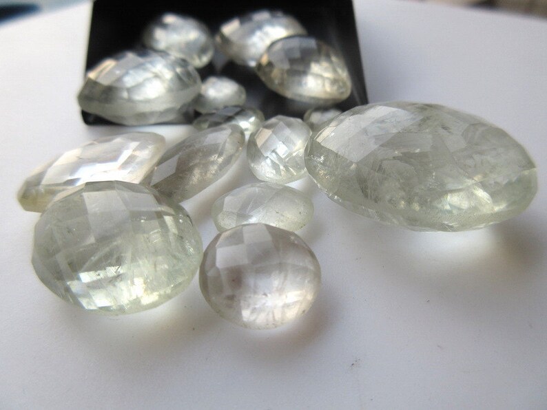 11mm To 29mm BB31 16 Pieces Mixed Lot Natural Green Amethyst Briolettes Both Side Faceted Loose Gemstones Cabochons