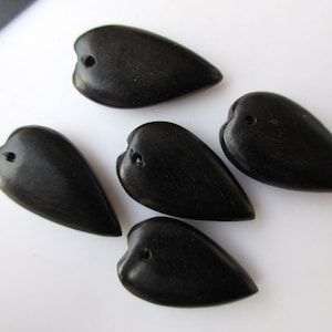 5 Pieces Flat Drop Square Hand Carved Natural Ebony Wood Beads, Smooth Drop Square Wooden Bead Pendant, Wooden Supplies Jewelry, GDS1078