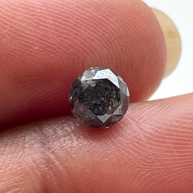 DDS6944 Round Brilliant Cut Faceted Diamond Loose For Ring 0.75CTW5.2mm Natural Clear Black Salt And Pepper Solitaire Loose Diamond