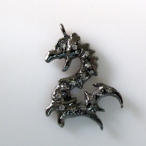 1 pc Dragon Sterling Silver Connector Charm Pendant, Cubic Zirconia Pave Diamond Pendant, CZ Dragon Pendant (Pd57)