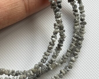 Cuentas de diamantes sin cortar en bruto de color gris natural de 2 mm a 3 mm, cuentas de diamantes en bruto extraídas de la tierra gris, vendidas como hebra de 4 pulgadas/8 pulgadas/16 pulgadas, DDS773/23