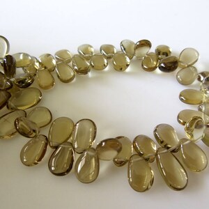 Natural Lemon Quartz Smooth Pear Shaped Briolette Beads, 8 Inches Of 10mm To 11mm AAA Beer Quartz Beads, GDS758