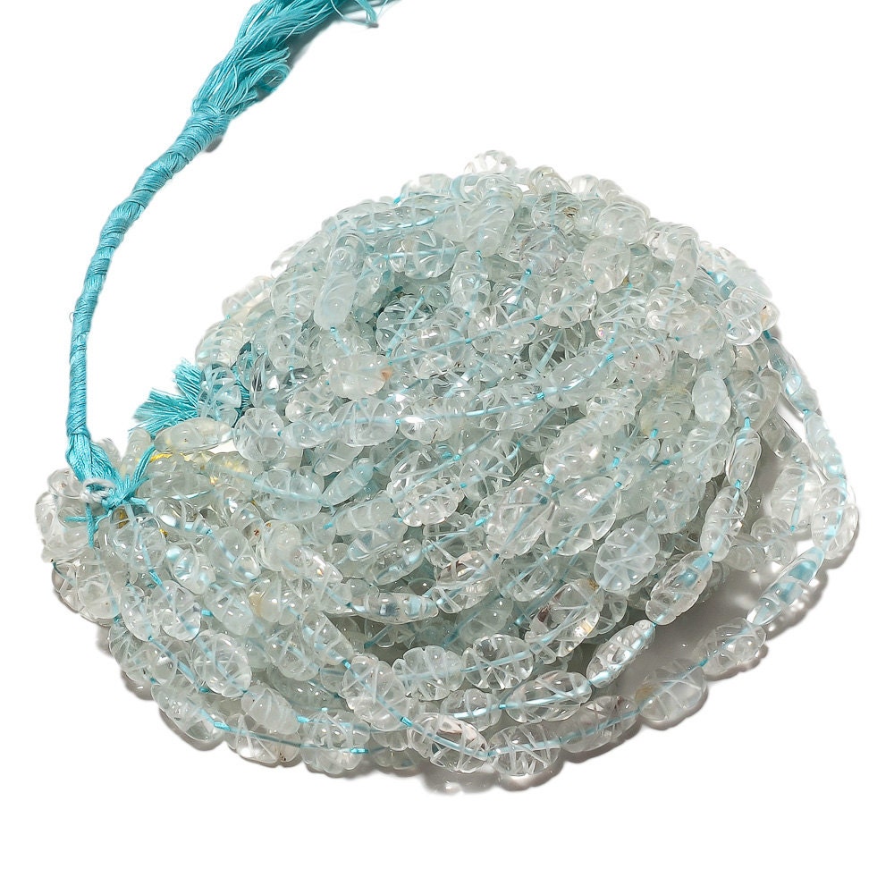 Gemstone Carving Aquamarine Hand Carved Beads Aqua Color | Etsy