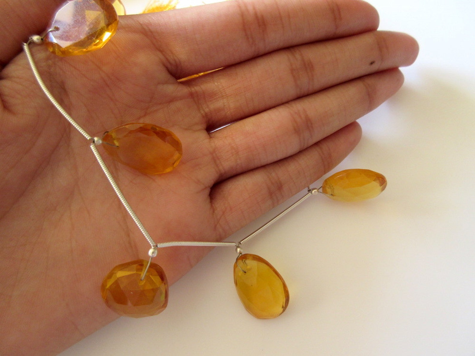 Perles En Forme De Cœur En Quartz Citrine 8-9 Mm – Lot Transparent Couleur Orange Vif