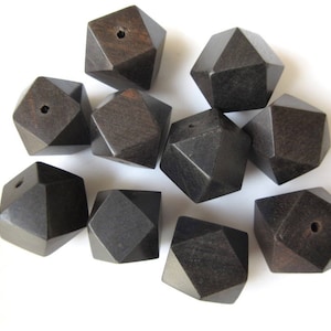 6 Pieces Tetradecagon Octagon Shaped Hand Carved Natural Ebony Wood Beads, Smooth Wooden Bead Pendant, Wooden Supplies Jewelry,  GDS1045/9
