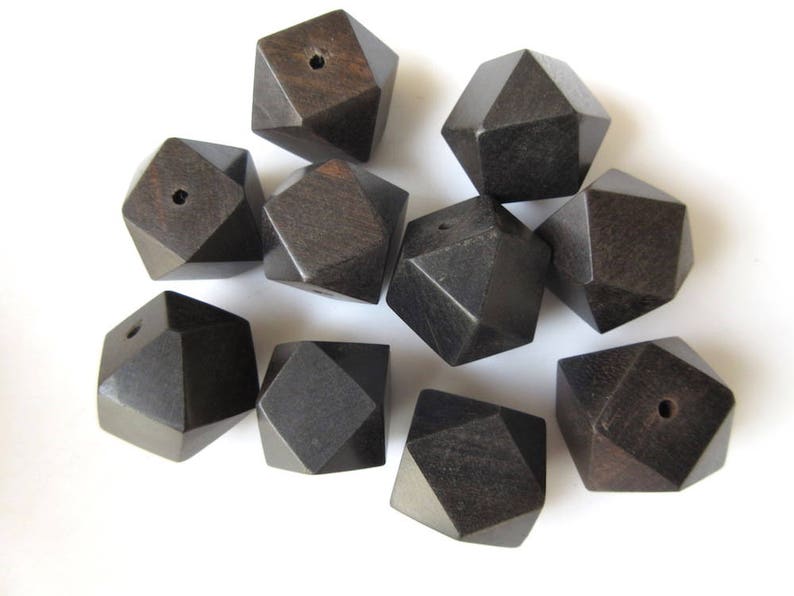 10 Pieces Tetradecagon Octagon Shaped Hand Carved Natural Ebony Wood Beads GDS10459 Smooth Wooden Bead Pendant Wooden Supplies Jewelry