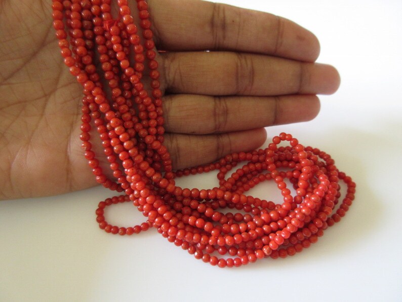 Natural Italian Coral 3mm Beads Original Italian Coral Round Etsy