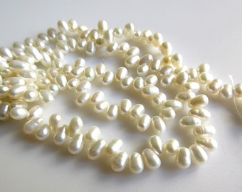 Pearl Briolettes, Fancy Pearl, Fresh Water Pearls, Loose Pearls, Ivory Pearls, 8 Inches, 8mm Each, SKU-FP3