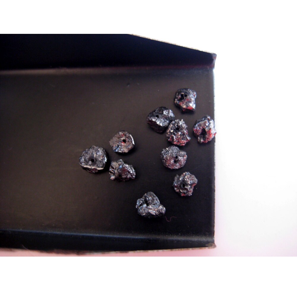 1 Piece 5mm Drilled Black Rough Diamond Loose, Natural Raw Uncut