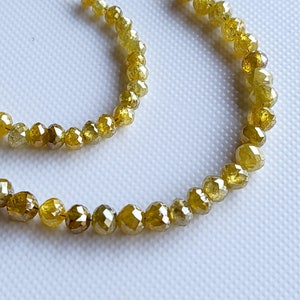3mm/4mm/5mm Yellow Diamond Rondelle Beads, 1.5mm Large Hole Faceted Natural Yellow Diamond Beads Loose, DDS780/7