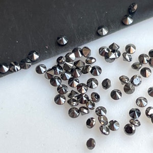 1mm/1.3mm/1.5mm/1.75mm/2mm/2.5mm/3mm Round Shaped Brilliant Cut Melee Black Diamonds Loose, Black Faceted Natural Accent Diamonds, DDS701/1
