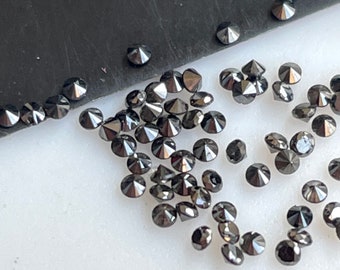 1mm/1.3mm/1.5mm/1.75mm/2mm/2.5mm/3mm Round Shaped Brilliant Cut Melee Black Diamonds Loose, Black Faceted Natural Accent Diamonds, DDS701/1
