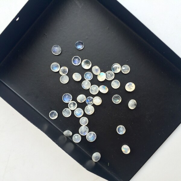 30 Pieces 4mm Rainbow Moonstone Faceted Round Shaped Loose Gemstones SKU-MS23