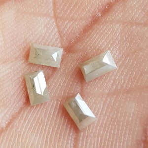 4 Stück 5x3mm/1,17CTW Natur Grau Weiß Baguette Cut Diamanten lose, One Size Facettierte Doppelschliff Baguette Diamanten für Schmuck, DDS684/6