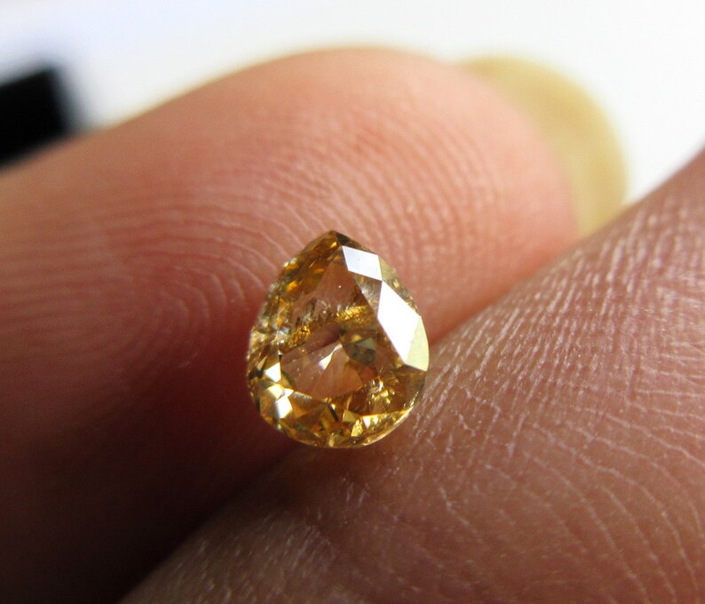 Natural Orange Full Cut Both Side Faceted Loose Diamond Ring DDS5637 0.35CTW4.9mm Pear Shaped Clear Yellow Orange Rose Cut Diamond Loose