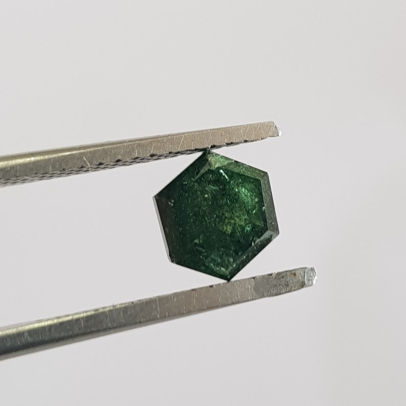 1,02 karat/6,6 mm klarblå fancy hexagon sköldformad rosenslipad diamant lös, fasetterad rosenslipad lös diamant cabochon för smycken, DDS728/7 bild 4