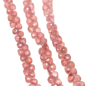 Natural Red Cherry Quartz Faceted Heart Briolette Beads, 5-6mm/6-7mm Cherry Quartz Heart Gemstone Beads, 8 Inch Strand, GDS2227