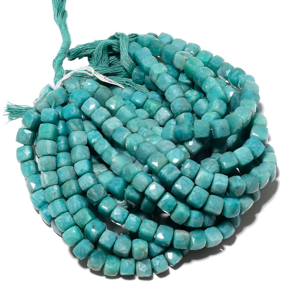 Amazonite Beads Faceted Box Beads Gemstone Beads 8mm Beads Etsy