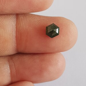 1,02 karat/6,6 mm klarblå fancy hexagon sköldformad rosenslipad diamant lös, fasetterad rosenslipad lös diamant cabochon för smycken, DDS728/7 bild 8